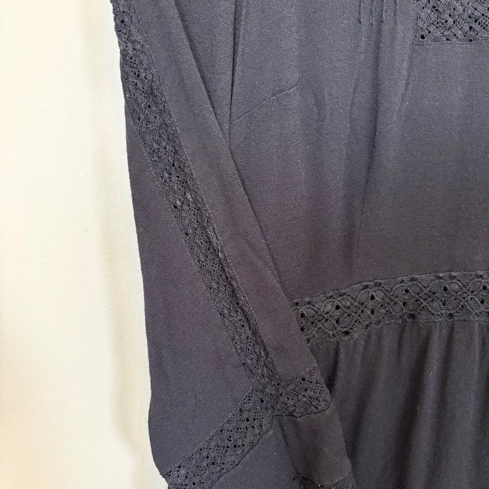 J. Crew Point Sur Black Ruffled Blouse with Lace Details - size 6​​